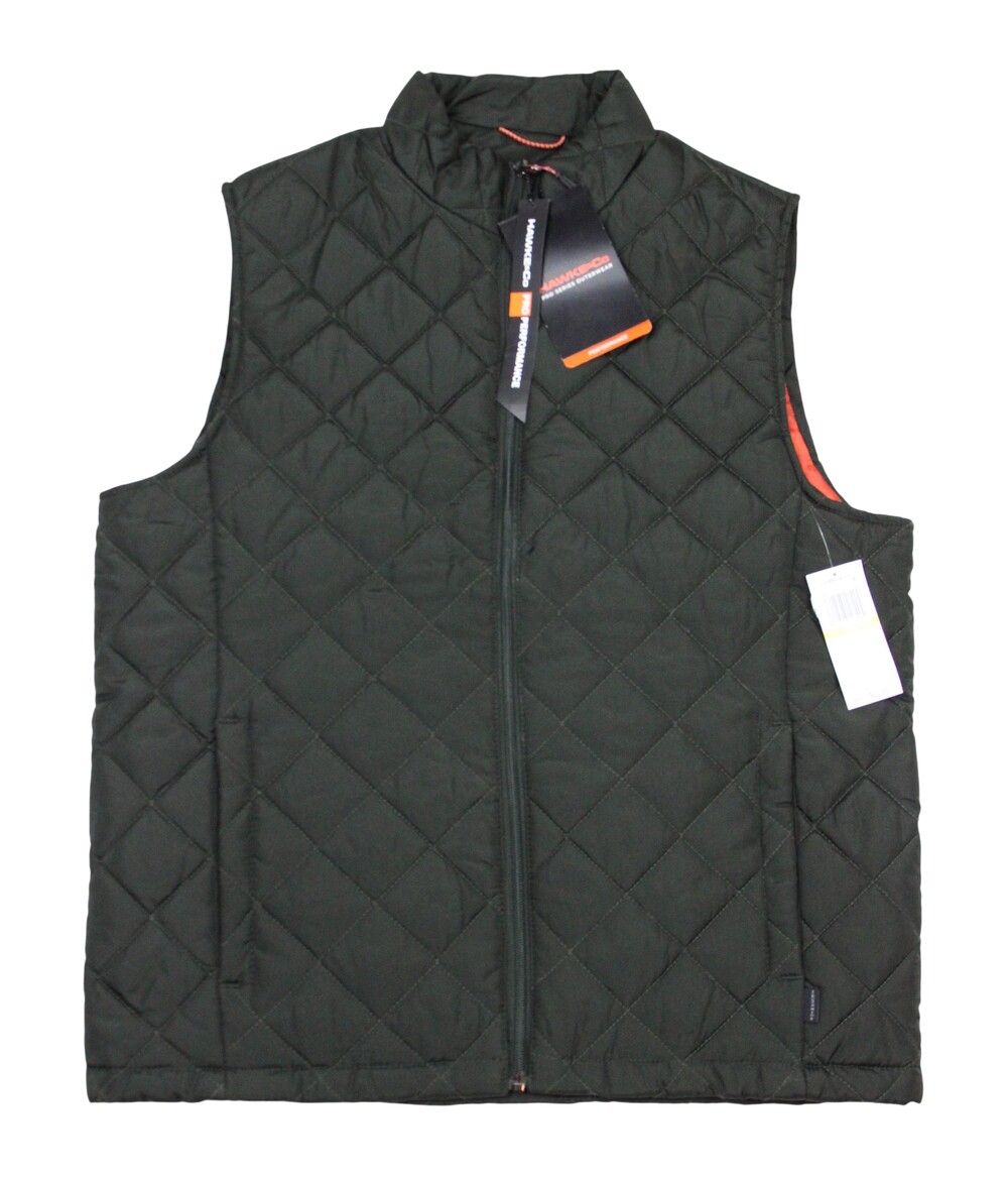 Hawke & Co Vest Mens M Loden Green Quilted Performance Zip Outerwear HIN2388